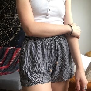 Black And White Striped Shorts